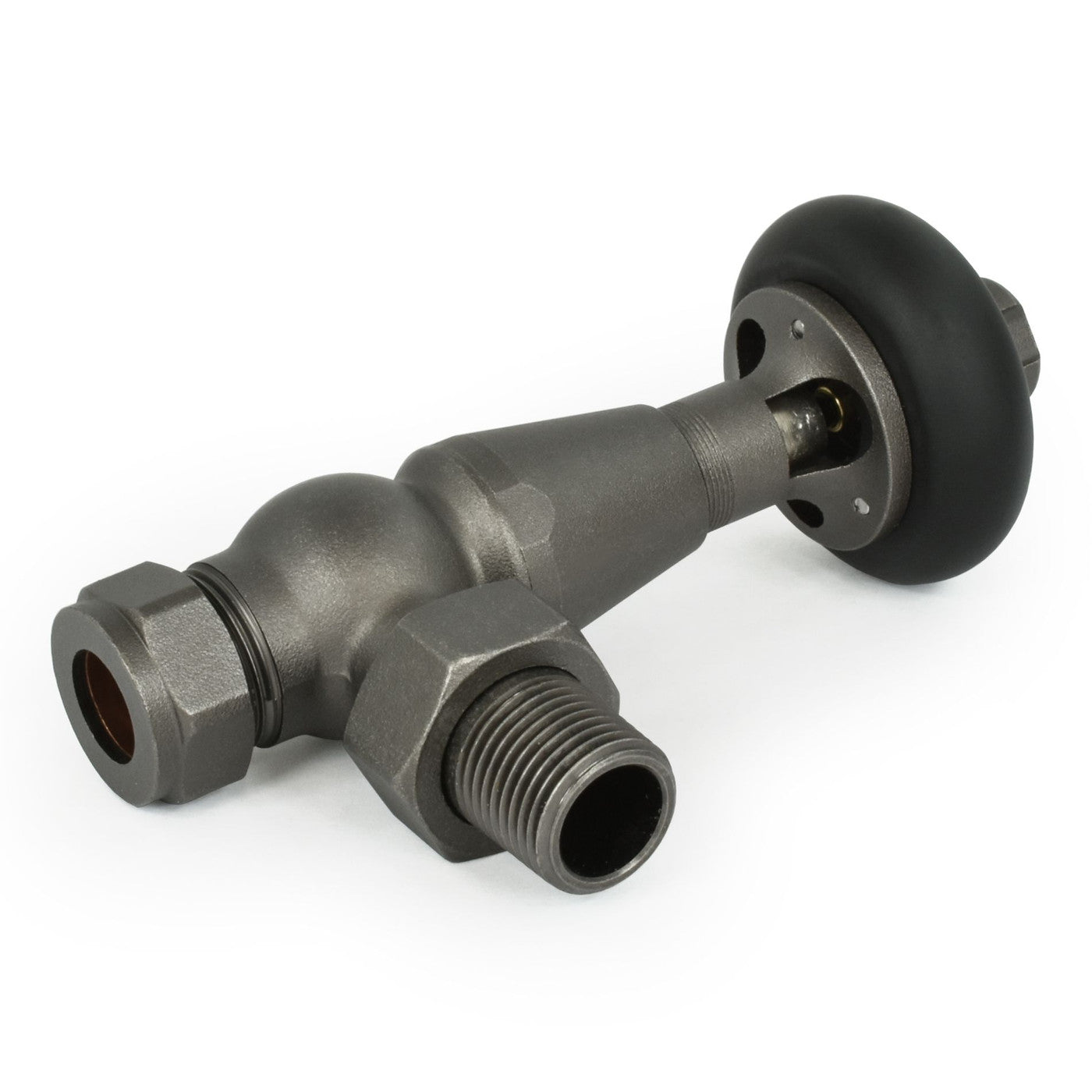 Plumbers Choice Faringdon Traditional Thermostatic Radiator Valve - Light Pewter (Angled TRV)