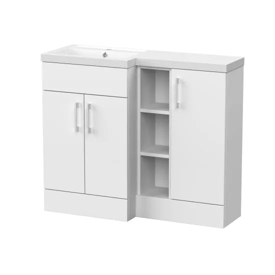 Nuie Lux Krest 1000mm Left Hand Matt White Combination Unit & Basin