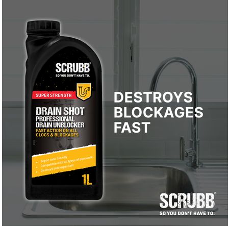 Scrubb Drain Shot - Professional Drain Unblocker, 1 litre B99SC C100