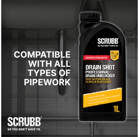 Scrubb Drain Shot - Professional Drain Unblocker, 1 litre B99SC C100