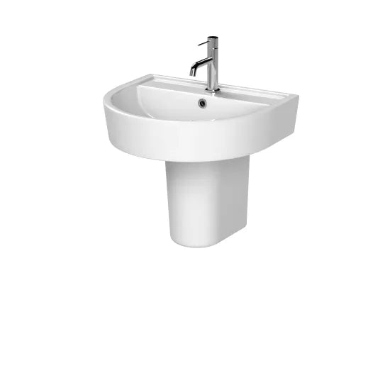 Nuie lux Heacham 1 Tap Hole 520mm Ceramic Basin & Semi Pedestal