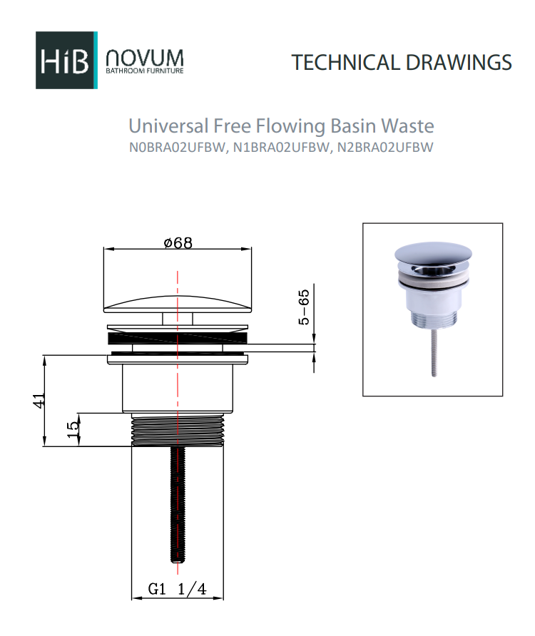 Hib - Free Flowing Basin Waste - Chrome