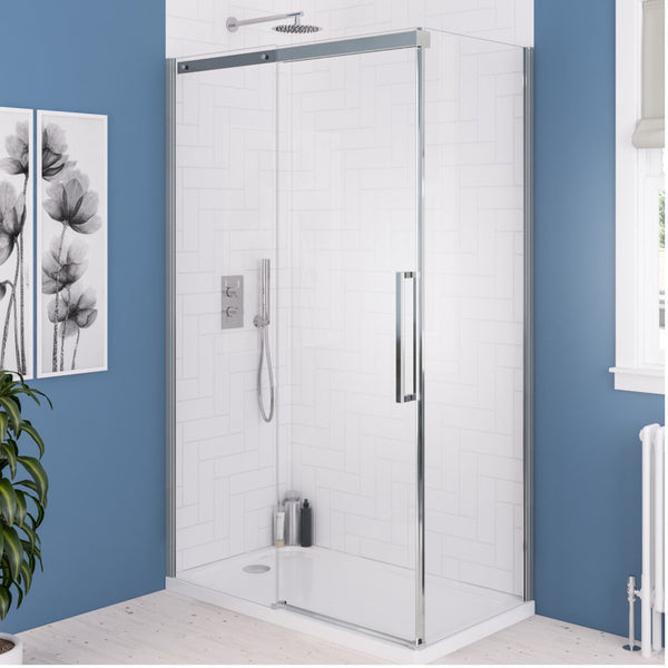 Eastbrook Corniche 8mm Glass Semi-Frameless Sliding Door 2000mm H x 1100mm W, Chrome