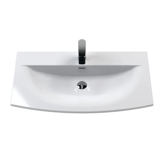 Hudson Reed - Juno 800mm 2 Door Woodgrain Floor Standing Vanity Unit With U-Shaped Curved Basin - Graphite Grey