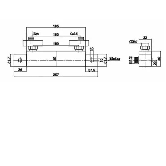 Nuie Thermostatic Shower Bar Valve