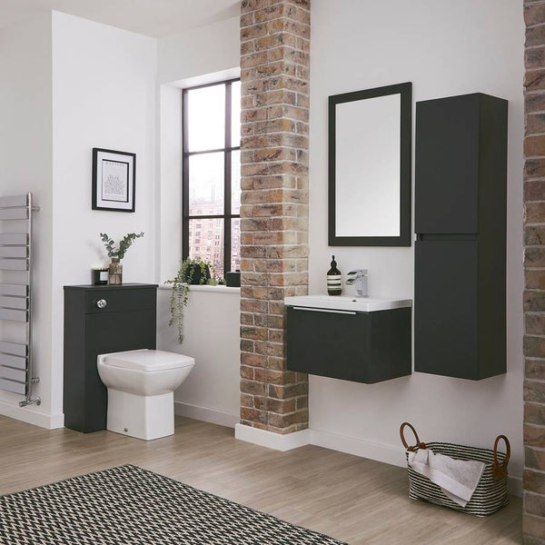 Kartell Kore Wall Mounted Ceramic Basin with Single Drawer Cabinet and Frame, 600mm x 355mm - Grey