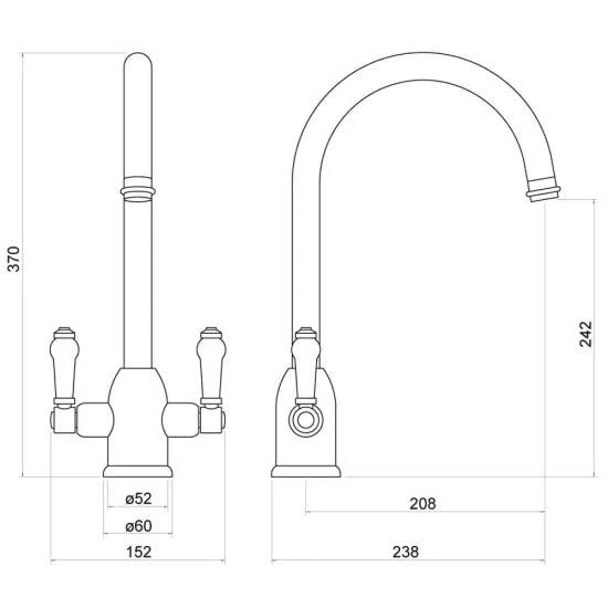 Nuie Sarven Two Handle Sink Mixer Tap