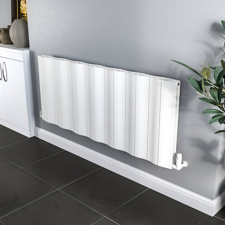 Reina Wave Anthracite Double Panel Aluminium Radiator 600mm H x 412mm W - Central Heating