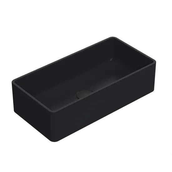 Meravo Lux Rectangular Vessel Basin | Matt Black Ceramic Countertop Basin