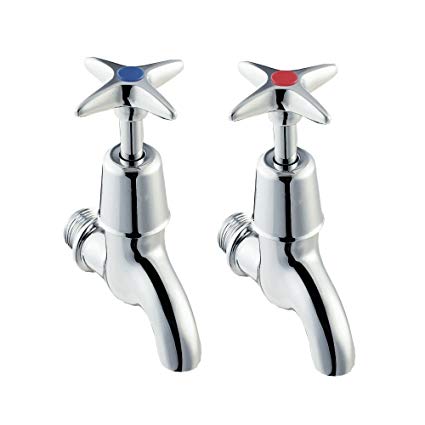 Methven Deva Chrome Cross Handle Brass Bib Taps (Pair)