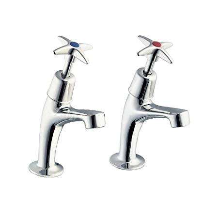 Methven Deva Cross Handle Brass Sink Taps, Chrome