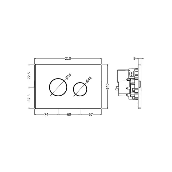 Nuie Round Flush Plate for Pneumatic Dual Flush