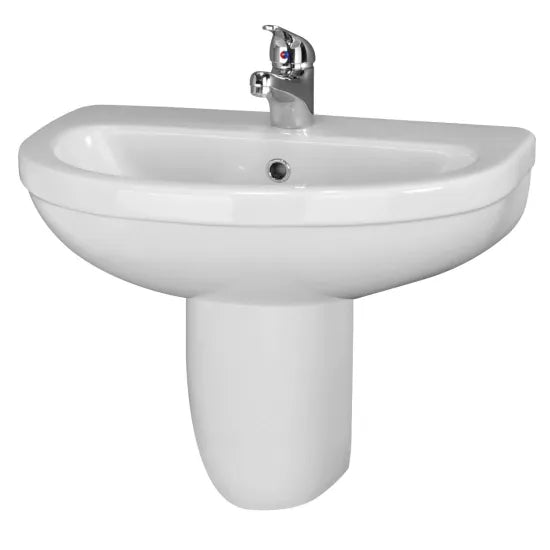 Nuie choice Milo 1 Tap Hole 550mm Basin & Semi Pedestal