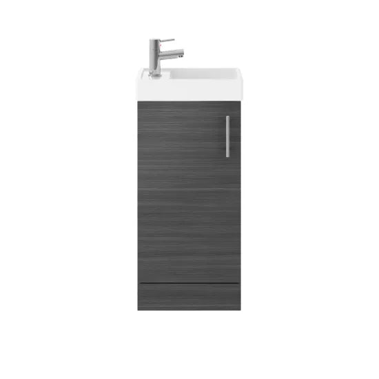 Iona Vault 400mm Anthracite Floor Standing 1 Door Compact Vanity Unit With 1 Tap Hole Basin (view 2)