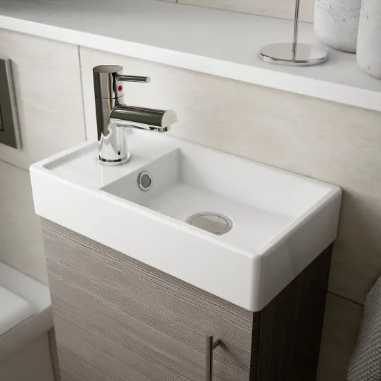 Iona Vault 400mm Anthracite Floor Standing 1 Door Compact Vanity Unit With 1 Tap Hole Basin (view 3)