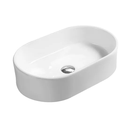 Meravo Classico 565mm Oval Vessel Basin | White Vitreous China Countertop Basin