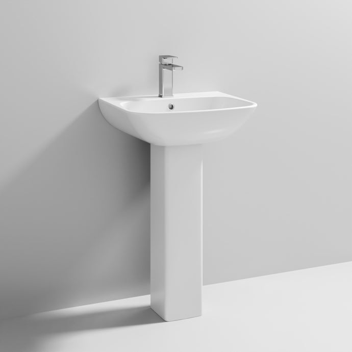 Nuie - Bathroom Package - Barmby Single Ended Bath, Ava 545mm Basin & Pedestal, Ava Pan Cistern & Seat