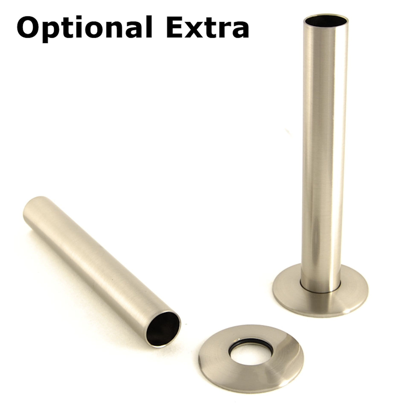 Plumbers Choice - Ellipse Oval Rad Valve Pair Inc. Sleeves - Brushed Satin Nickel