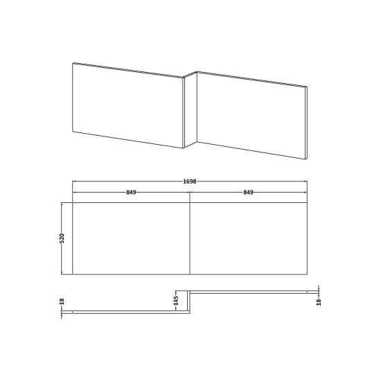 Hudson Reed Fusion L-Shape Shower Bath Front Panel 1700mm