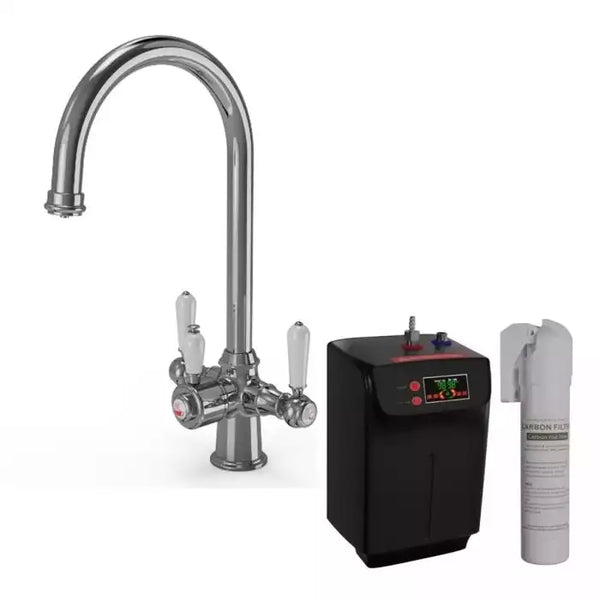 Ellsi Traditional Cruciform 3 In 1 Hot Water Kitchen Sink Taps