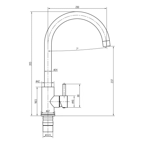 Top-Fix Vito Swan Kitchen Mixer - Brushed Steel