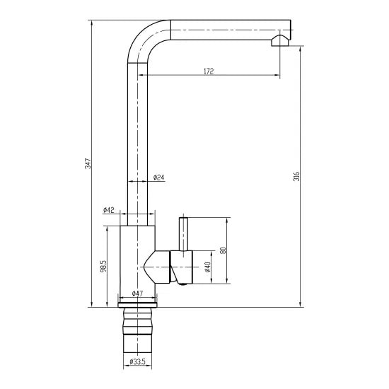 Top-Fix - Vito L-Neck Kitchen Mixer - Brushed Brass