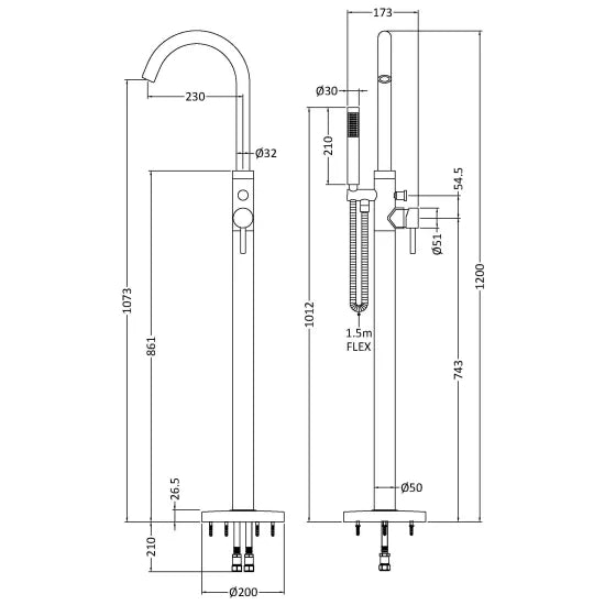 Hudson Reed Floor Standing Bath Shower Mixers Tec Floor Standing Bath Shower Mixer