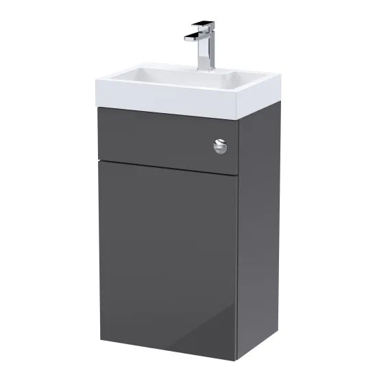 Nuie - 2 In 1 Floor Standing Vanity Unit With Basin, WC Unit And Concealed Cistern - Gloss Grey