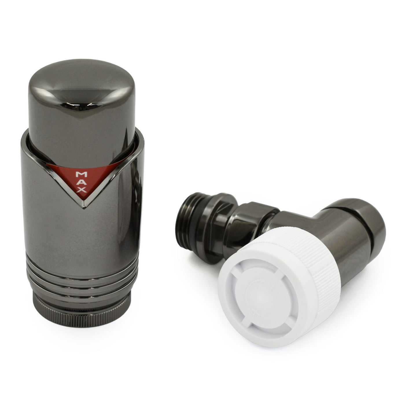 Plumbers Choice Realm Angled TRV Black Nickel Wheelhead & Lockshield