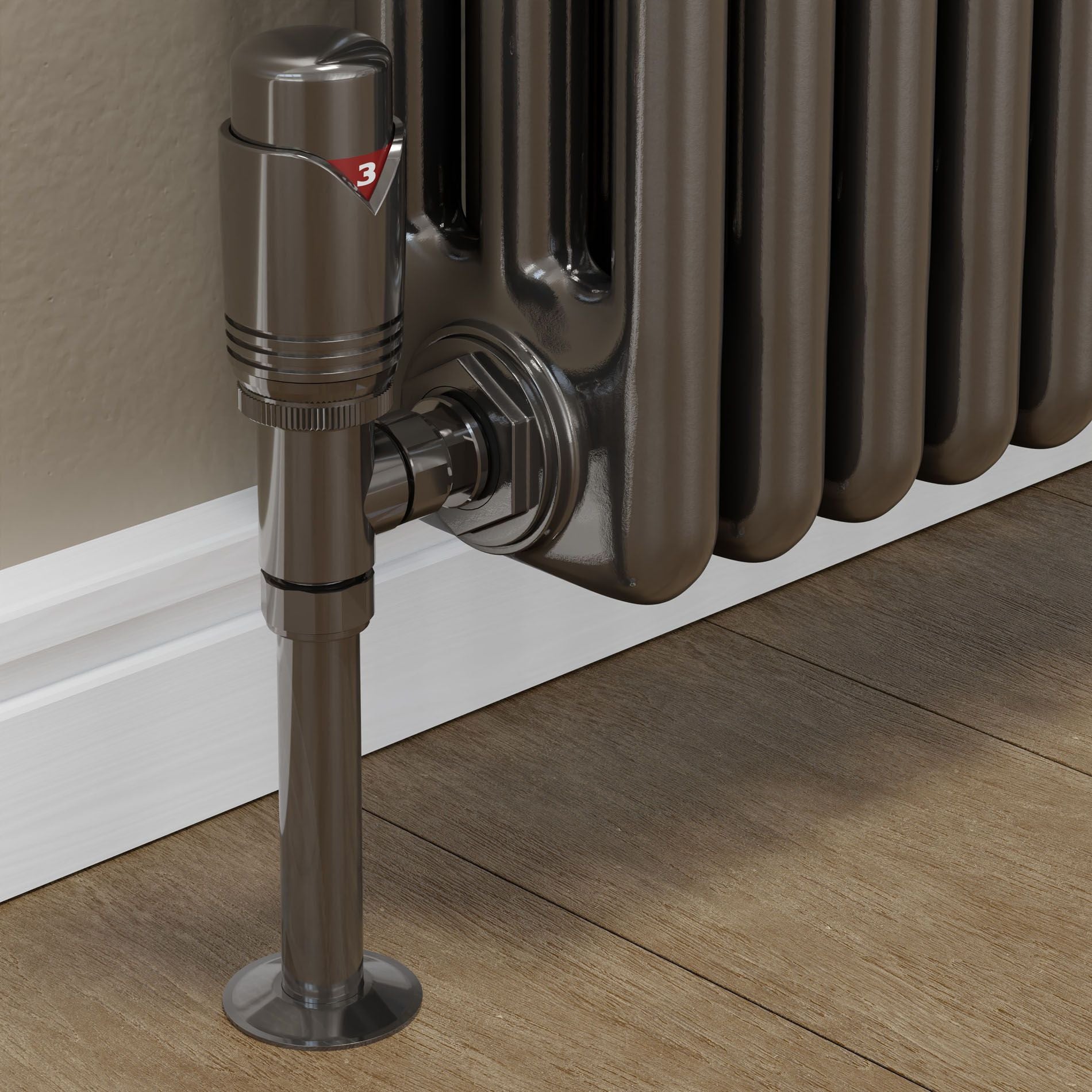 Plumbers Choice Realm Angled TRV Black Nickel Wheelhead & Lockshield