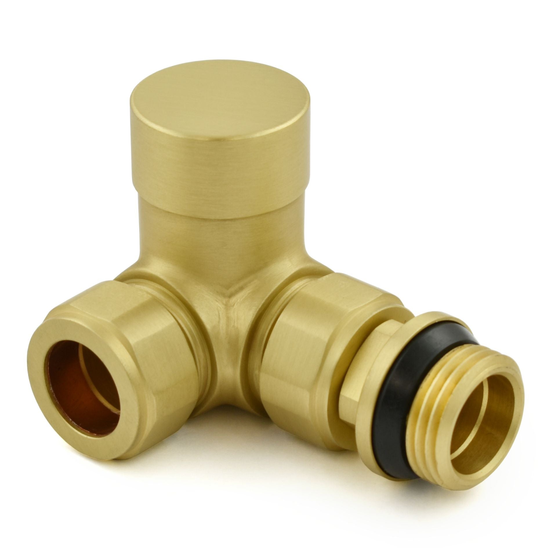 Realm Corner TRV Brushed Brass Wheelhead & Lockshield