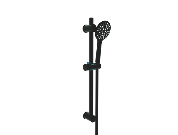 Kartell Nero Round Designer Shower Slide Rail Kit, Matt Black