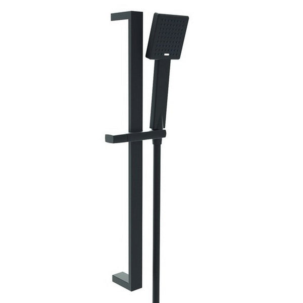 Kartell Nero Square Designer Shower Slide Rail Kit, Matt Black