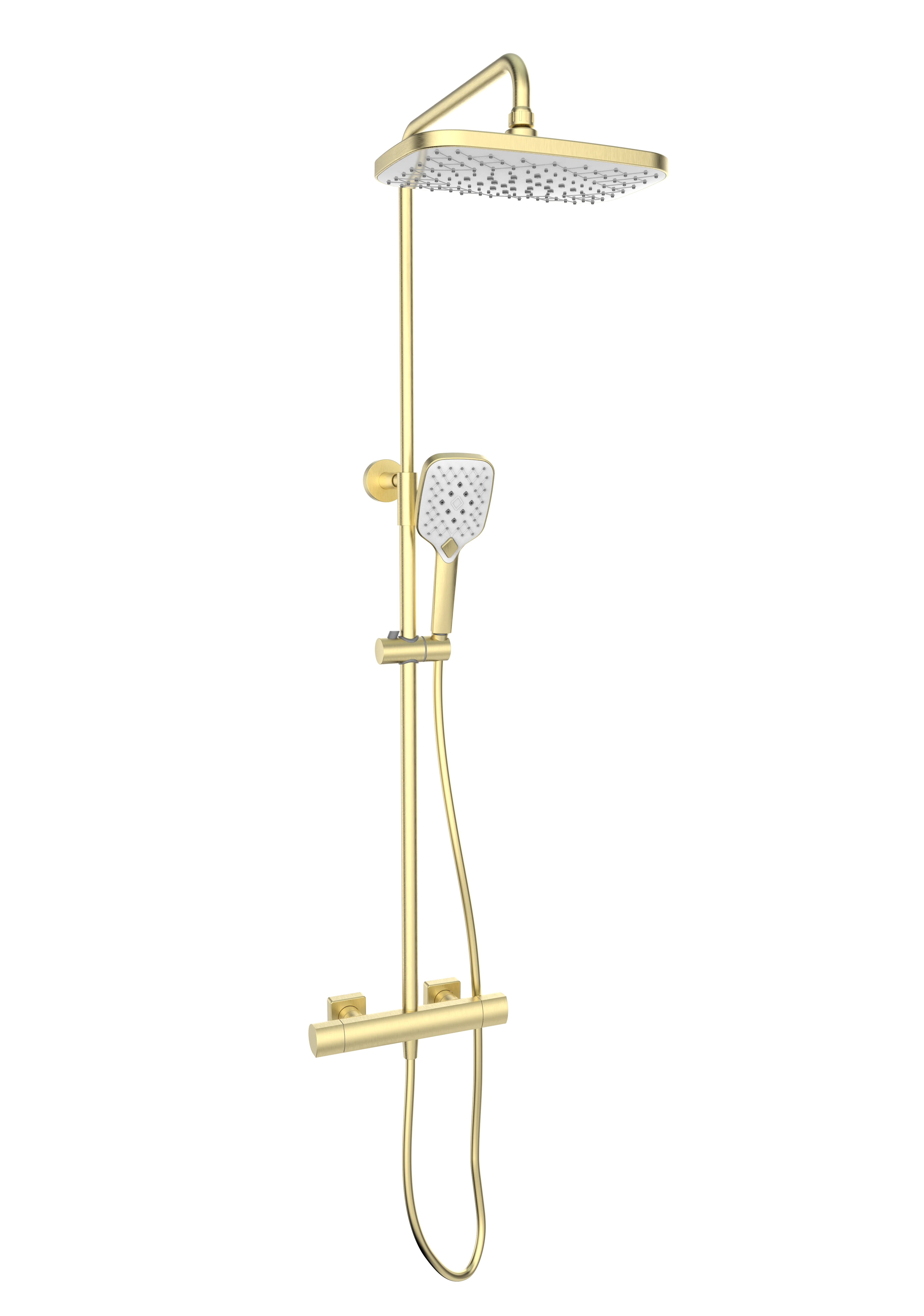 Kartell Kolt Shower with Sliding Handset and Drench Head Brass