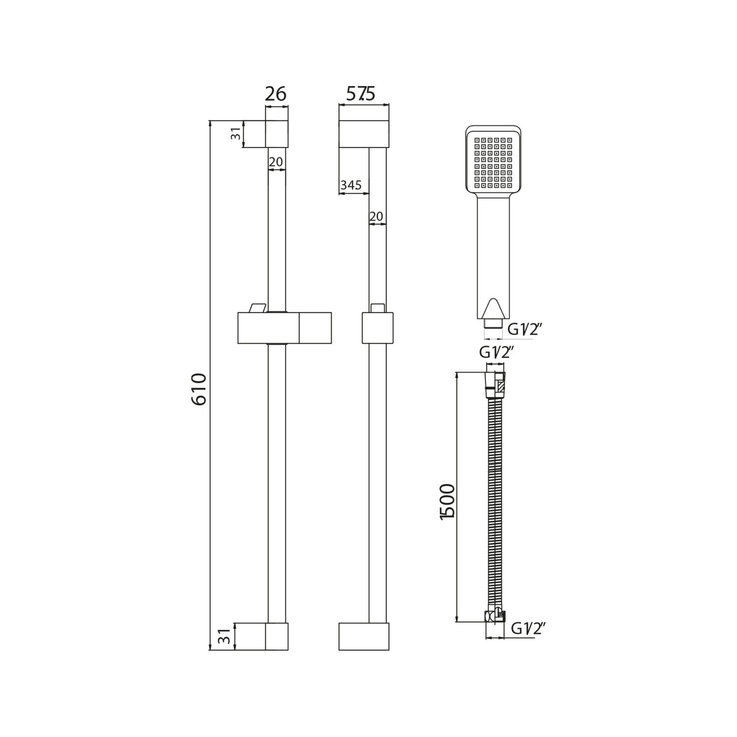 Scudo Square Riser Rail Kit Chrome
