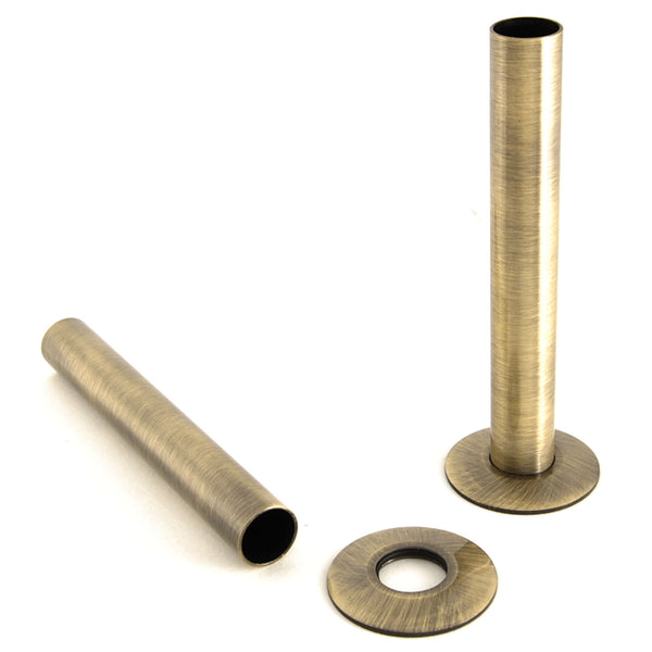 Plumbers Choice Antique Brass Radiator Valve Sleeving Kit pair
