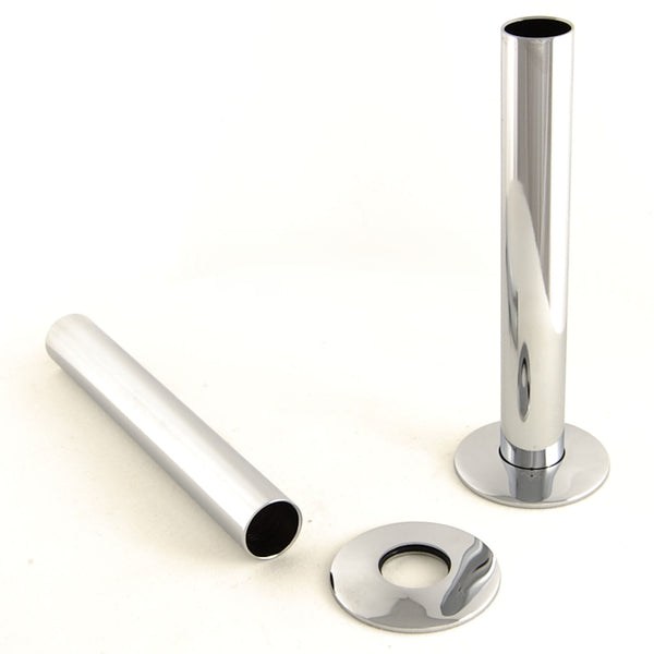Plumbers Choice Chrome Brass Radiator Valve Sleeving Kit pair