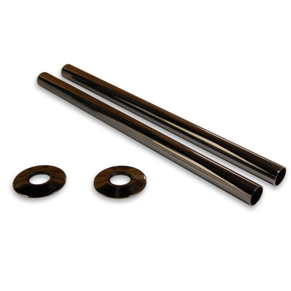 Plumbers Choice Black Nickel Brass Radiator Valve Sleeving Kit 300mm pair