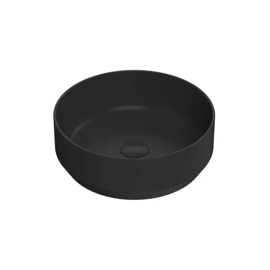 Meravo Lux 350mm Round Vessel Basin | Matt Black Ceramic Countertop Basin