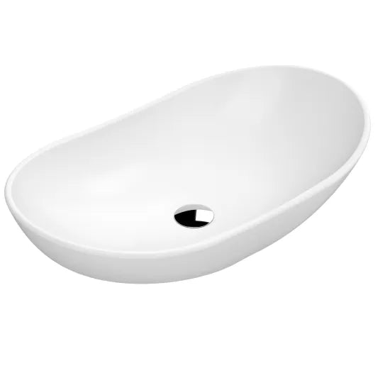 Meravo Classico 615mm Oval Vessel Basin | Matt White Vitreous China Countertop Basin