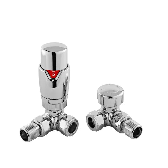 TradeRad Chrome Corner Thermostatic Radiator Valve Pack