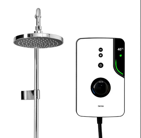 ENlight® Thermostatic Electric Shower with Chrome UNIQ® Kit - White
