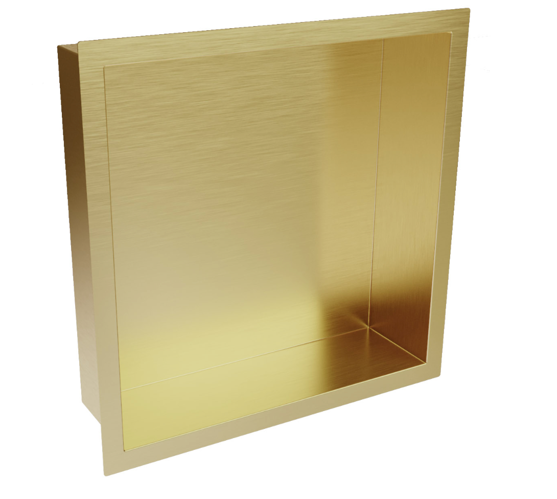 Scudo - Inset Shower Niche - Brushed Brass