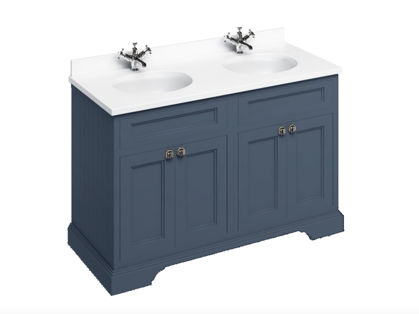 Burlington - Freestanding 130 Unit with White Worktop, Doors & 2 Integrated White Basins