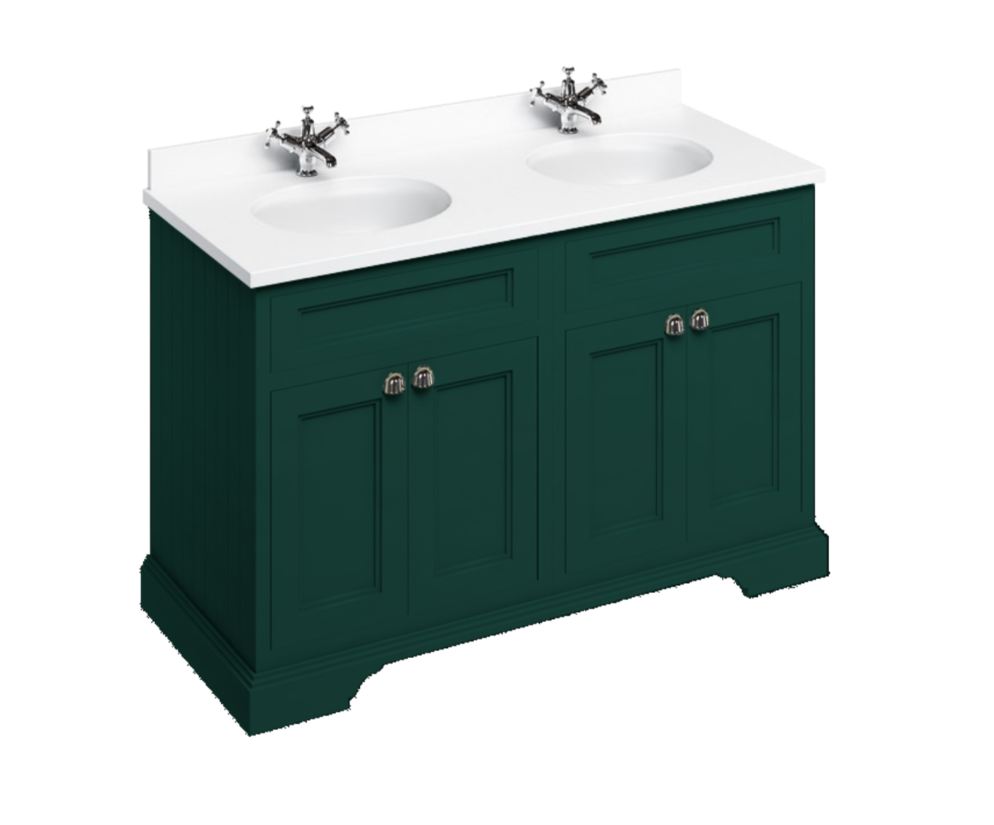 Burlington - Freestanding 130 Unit with White Worktop, Doors & 2 Integrated White Basins