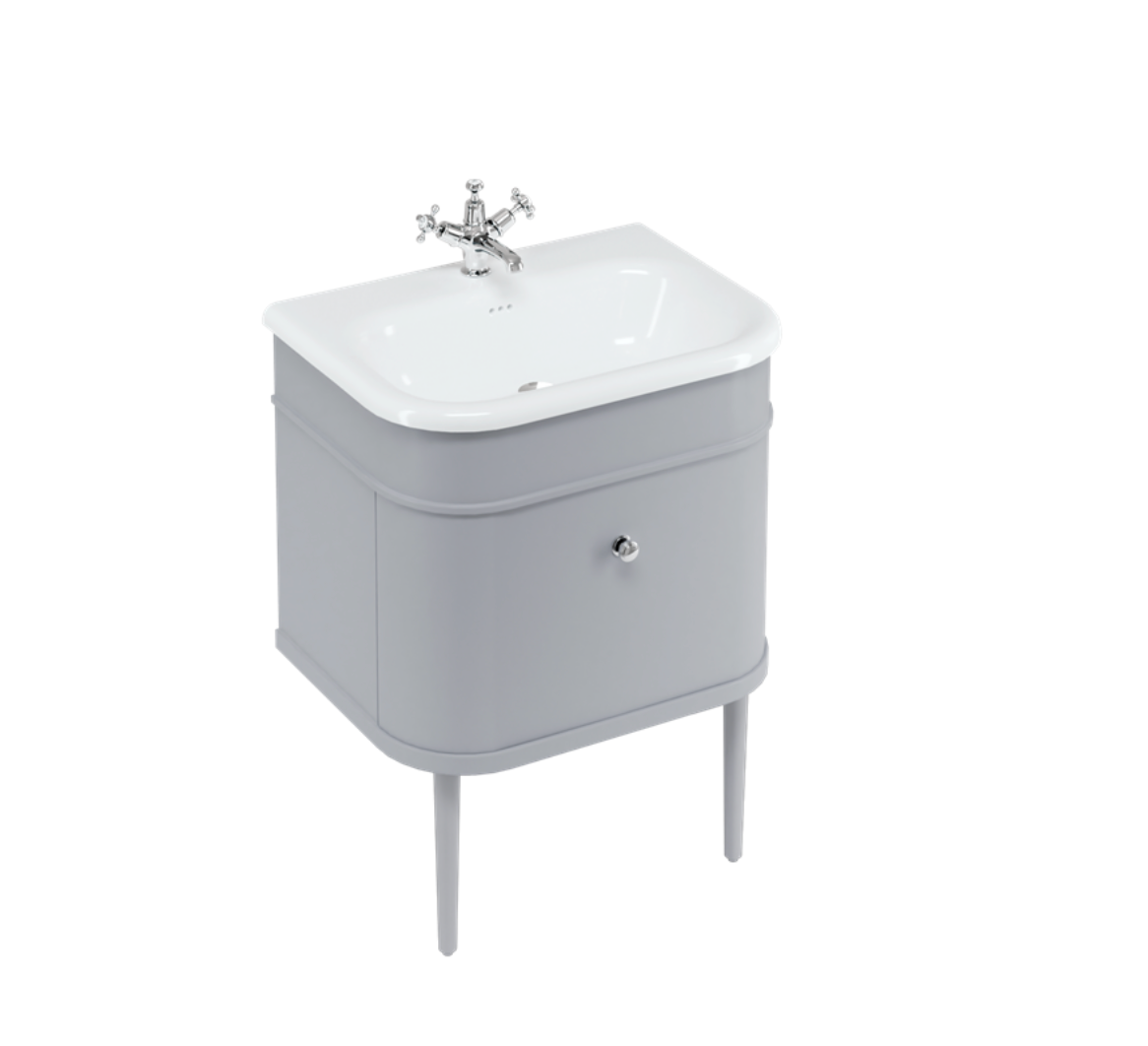 Burlington - Chalfont 650mm Single Drawer Unit with Natural Stone Roll Top Basin- Classic Grey