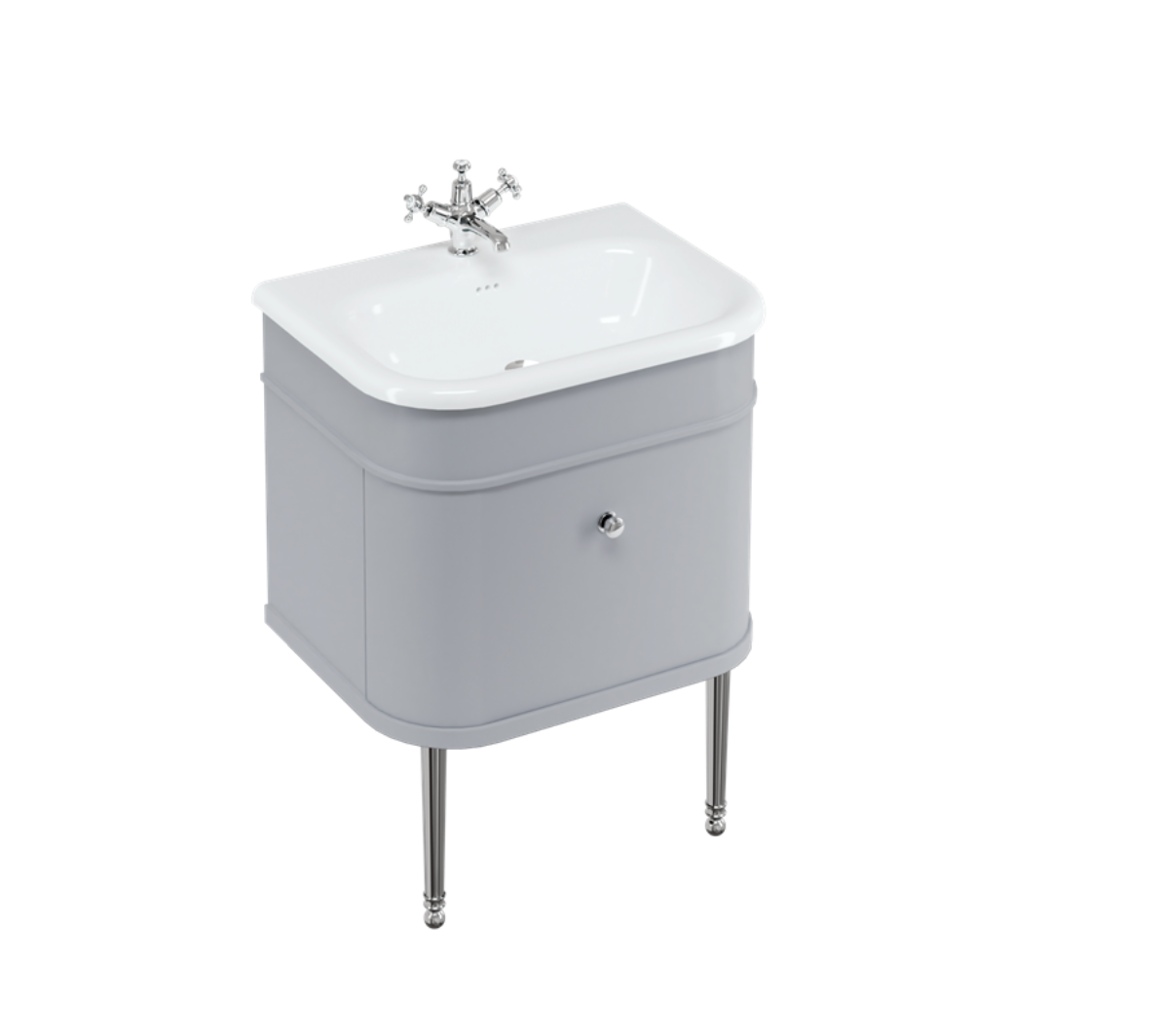 Burlington - Chalfont 650mm Single Drawer Unit with Natural Stone Roll Top Basin- Classic Grey