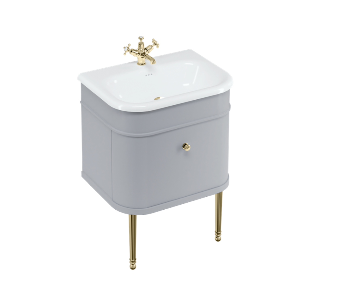 Burlington - Chalfont 650mm Single Drawer Unit with Natural Stone Roll Top Basin- Classic Grey