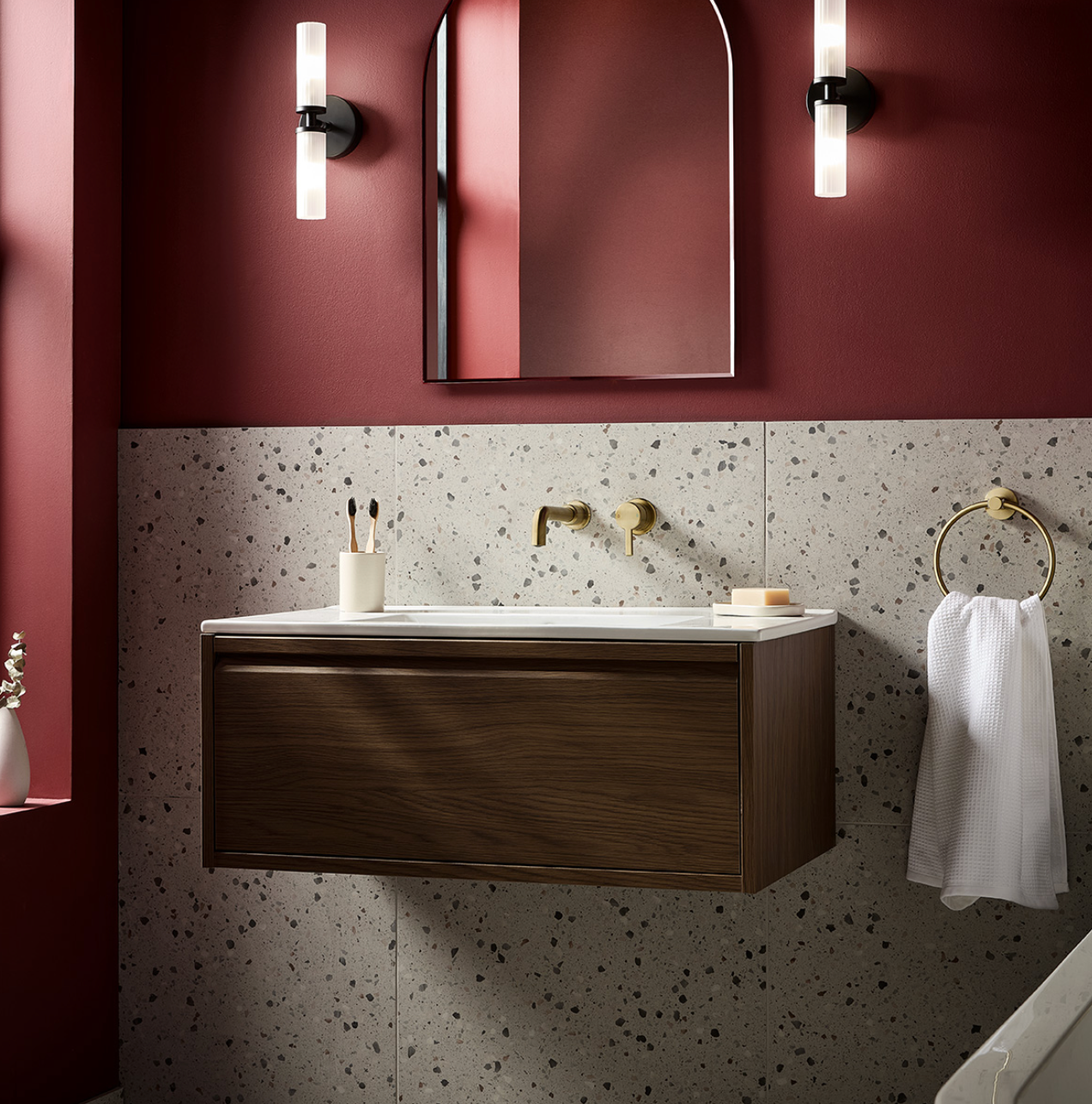 Bristan - Altum 2 Taphole Wall Mounted Basin Mixer - Brushed Brass