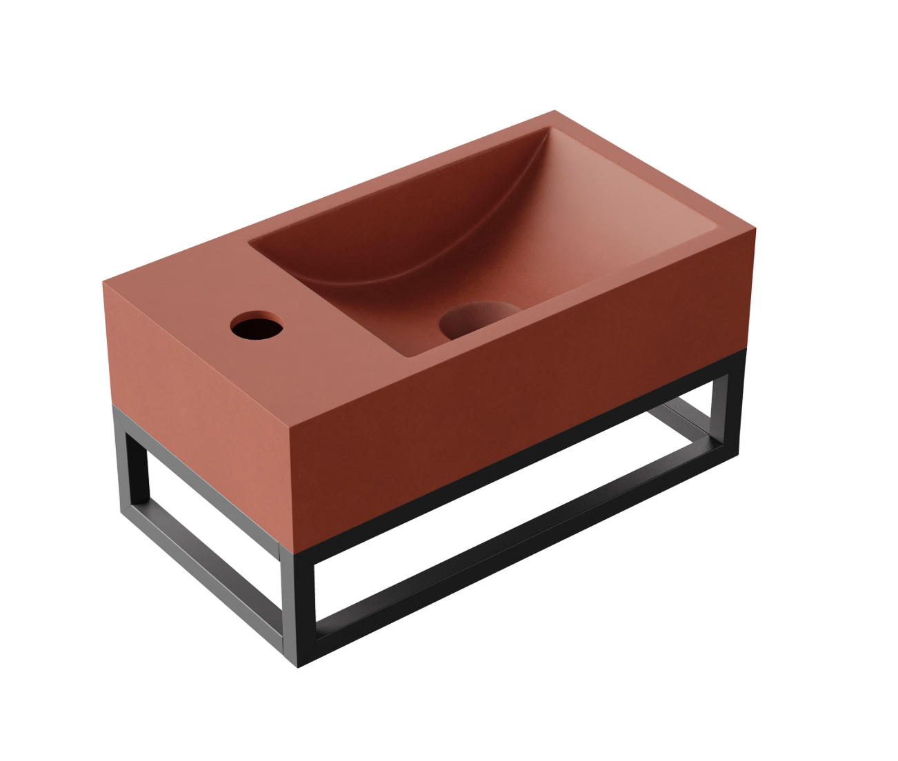 Hib - Entero Concrete Vessel Basin Wall Hung  - Dusky Pink